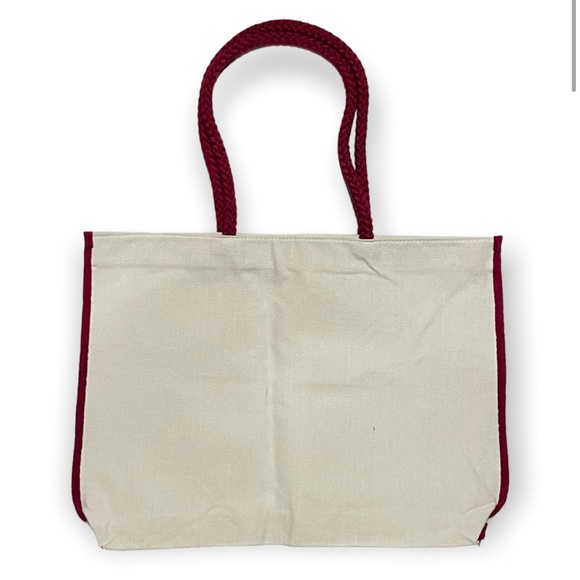 Lancome Paris Off-White & Pink Canvas Tote Bag with Gold & Pink Rose Logo - NEW! - Picture 3 of 11